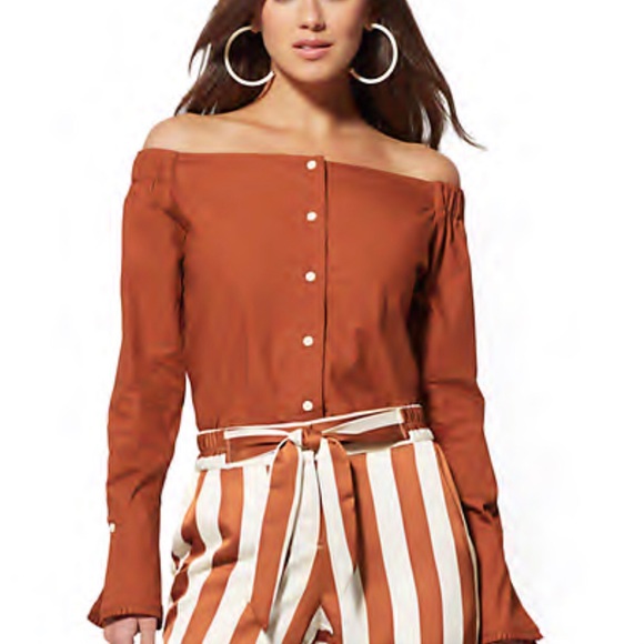 New York & Company Tops - New York & Company Off The Shoulder Poplin